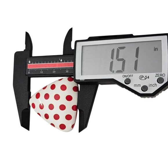 Red, White, Polka Dot, Triangle, Plastic Clip-On Earrings - Picture 5 of 6